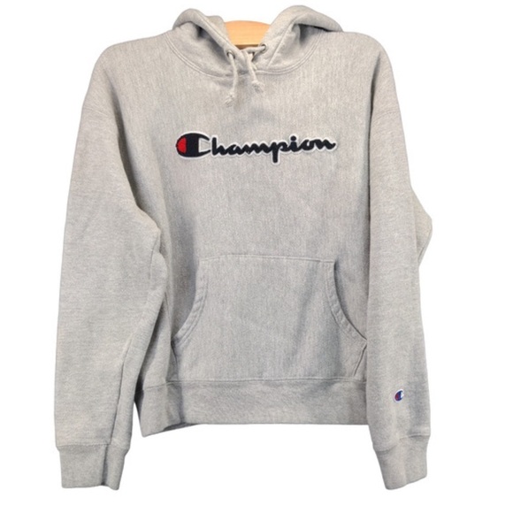 NWT Champion Reverse Weave Womens Pullover‎ Hoodie Gray Small Embroidered Logo - Picture 1 of 6